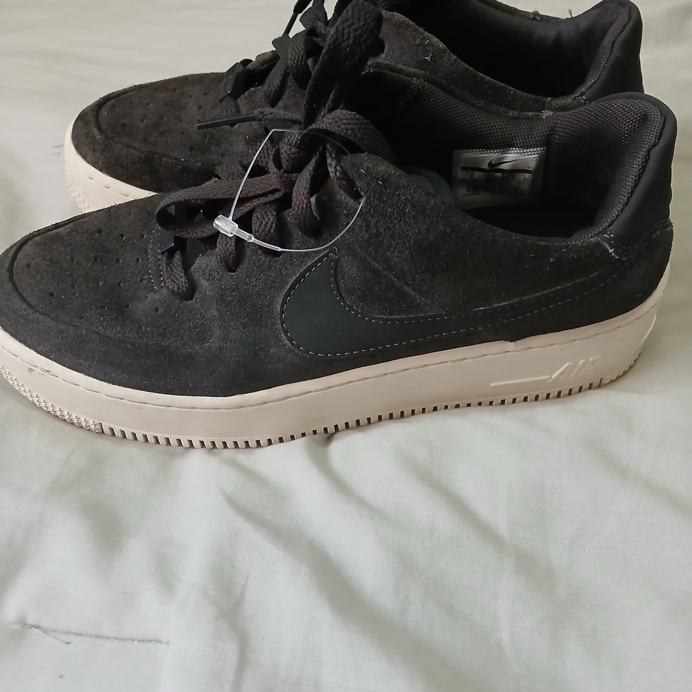Nike Men's Black Suede Sneakers with Cream Sole
